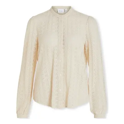 Vila Noos Chikka Lace Shirt L/S - Birch Blúzok Bézs