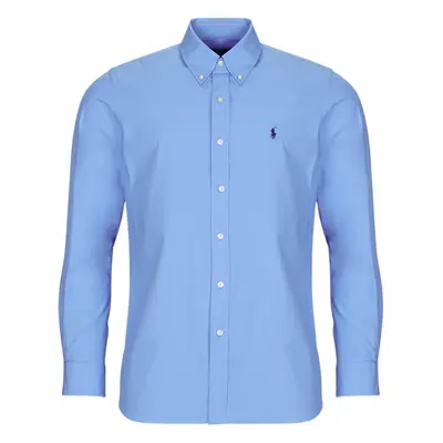 Polo Ralph Lauren CHEMISE COUPE DROITE EN POPLINE DE COTON COL BOUTONNE Hosszú ujjú ingek Kék