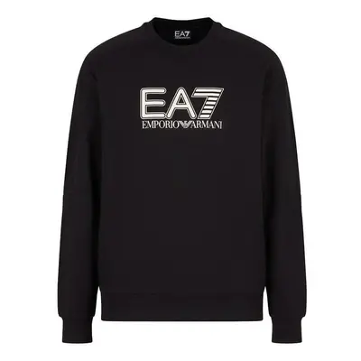 Ea7 Emporio Armani Visibility Cotton Sweatshirt Black Pulóverek Fekete