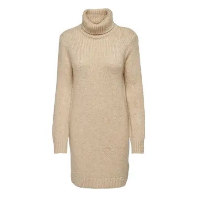 Jacqueline De Yong JDYDINEA L/S SOLID ROLLNECK DRE KNT 15271459 Rövid ruhák Bézs