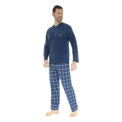 Christian Cane PYJAMA LONG COL V BLEU DORIAN Ruhák Kék