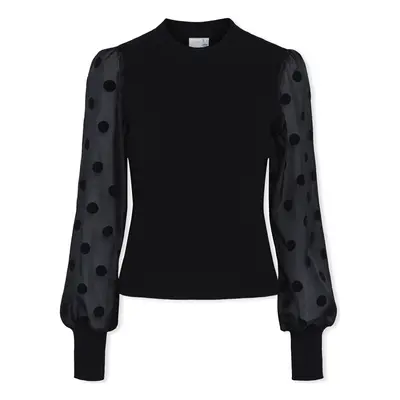 Y.a.s YAS Noos Dotme Knit LS - Black Pulóverek Fekete