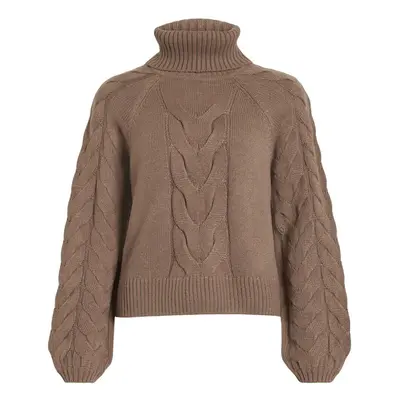 Vila VIOA L/S CABLE ROLLNECK KNIT TOP/PB 14087553 Pulóverek Barna