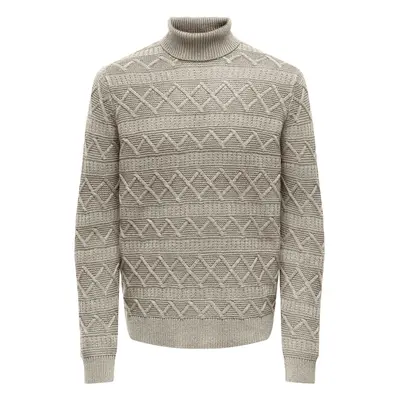 Only & Sons ONSWADE REG 5 STRUC ROLL NECK KNIT 22027158 Pulóverek Bézs