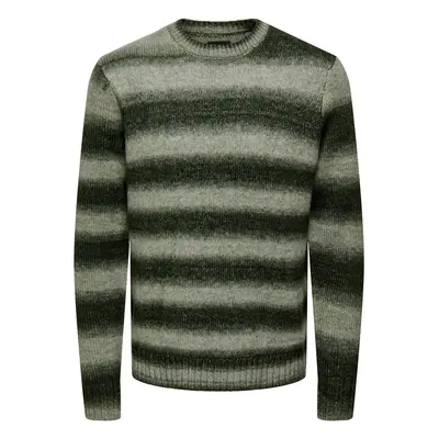 Only & Sons ONSMARCEL REG 3 GRADIENT CREW KNIT 22027155 Pulóverek Zöld