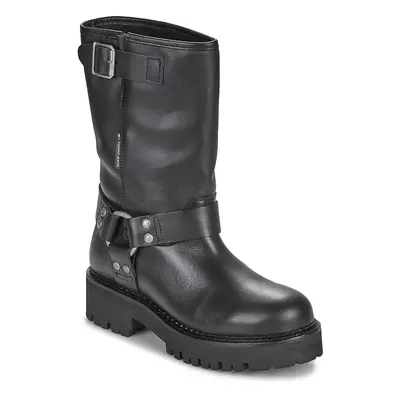 Tommy Jeans TJW URBAN BIKER BOOT LEATHER Csizmák Fekete