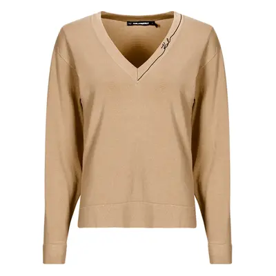 Karl Lagerfeld LIGHT V-NECK KNIT SWEATER Pulóverek Bézs