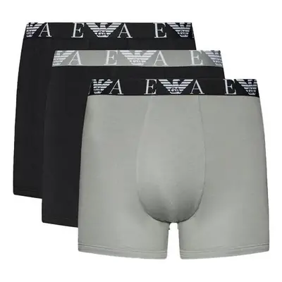 Emporio Armani Underwear Three Pack Logo Boxers - Black/Stone Boxerek Kék