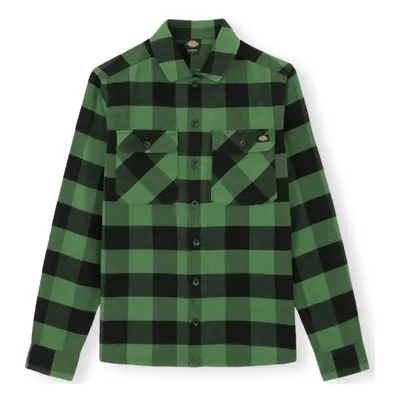 Dickies New Sacramento Shirt - Green Hosszú ujjú ingek Zöld