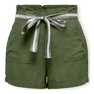 Only Luna Linen Shorts - Olive Green Rövidnadrágok Zöld