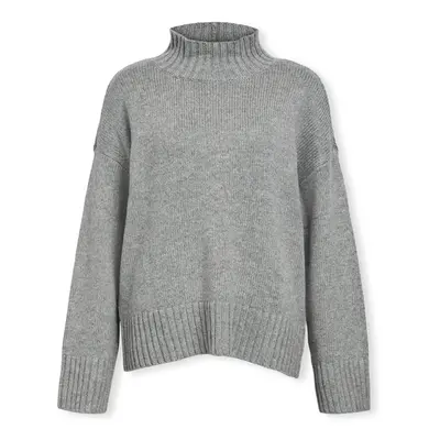 Object Noos Agnes LO Knit - Medium Grey Melange Pulóverek Szürke