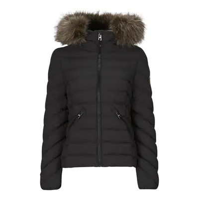 Superdry FUJI HOODED FAUSSE FOURRURE Steppelt kabátok Fekete