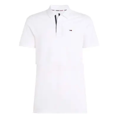 Tommy Jeans Slim Flag Placket Polo Shirt White Pólók / Galléros Pólók Fehér