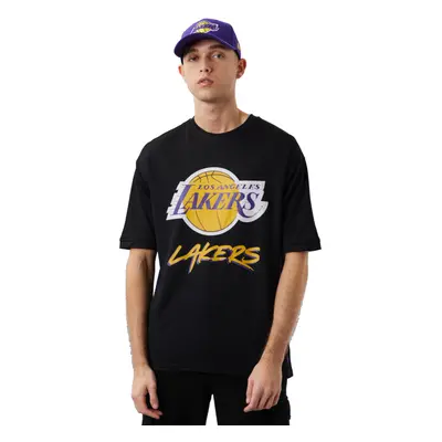 New-Era NBA Los Angeles Lakers Script Mesh Tee Rövid ujjú pólók Fekete