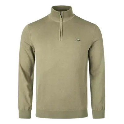 Lacoste Quarter Zip Knit Sweater Khaki Green Pulóverek Zöld