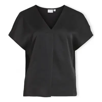 Vila Noos Top Ellette V - Black Blúzok Fekete