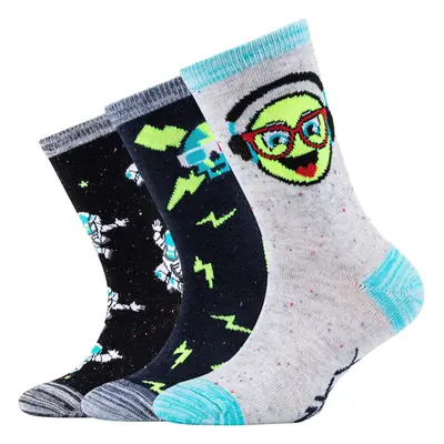 Skechers 3PPK Boys Casual Space and Smileys Socks Sport zoknik Sokszínű