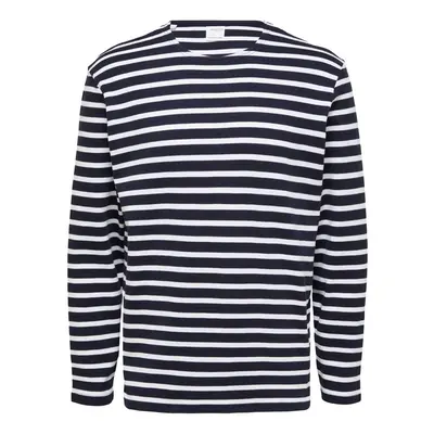 Selected Noos Briac Stripe L/S T-Shirt - Navy Blazer Pólók / Galléros Pólók Kék