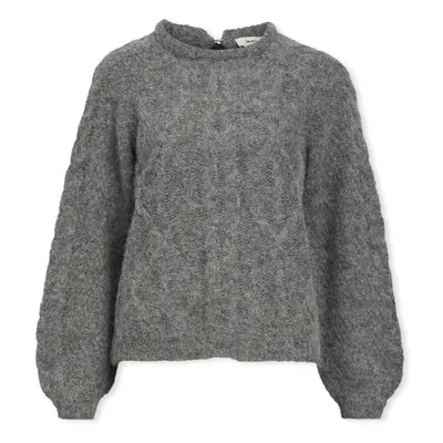 Object Smilla Knit - Medium Grey Melange Pulóverek Szürke