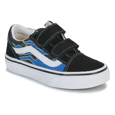 Vans Old Skool V PIXEL FLAME BLACK/BLUE Rövid szárú edzőcipők Fekete