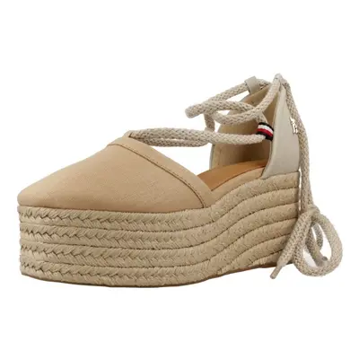 Tommy Hilfiger CLOSED TOE LINEN FLATFOR Gyékény talpú cipők Barna