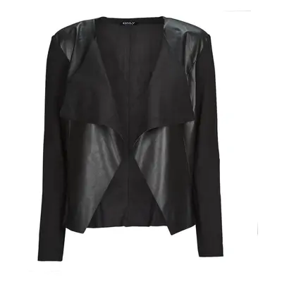 Only ONLNEWSOUND FAUX LEATHER MIX BLAZER OTW Kabátok / Blézerek Fekete