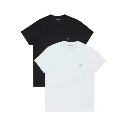 Emporio Armani Lounge 2 Pack Crew T-Shirts White/Black Pólók / Galléros Pólók Fehér