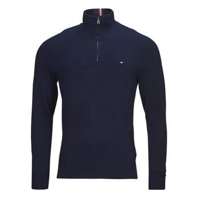 Tommy Hilfiger PIMA ORG CTN CASHMERE ZIP MOCK Pulóverek Tengerész