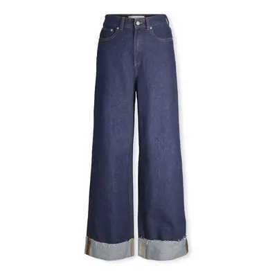 Jjxx Noos Tokyo Wide Trousers - Dark Blue Denim Egyenes szárú farmerek Kék