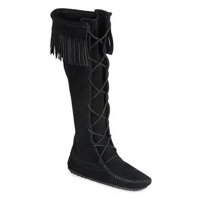 Minnetonka FRONT LACE HARDSOLE KNEE HI BOOT Városi csizmák Fekete