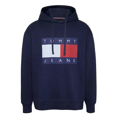 Tommy Jeans Flag Badge Relaxed Hoodie Dark Night Navy Melange Pulóverek Kék