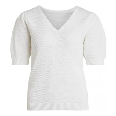 Vila Knit Chassa Puff - Pristine Pulóverek Fehér