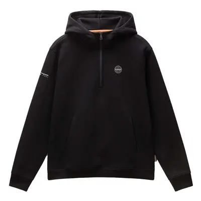 Napapijri Badge Quarter Zip Hoodie Black Pulóverek Fekete