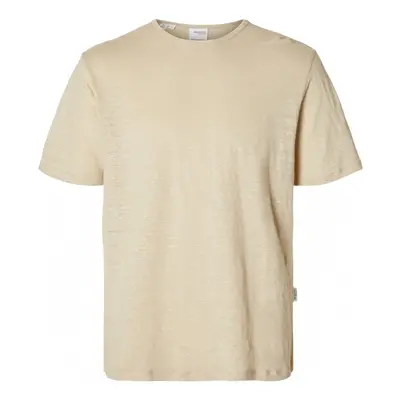 Selected T-Shirt Bet Linen - Oatmeal Pólók / Galléros Pólók Bézs