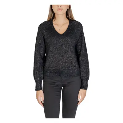 Vila VITULI L/S V-NECK GLITER KNIT TOP/PB 14098057 Pulóverek Fekete