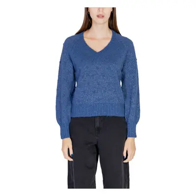 Vila VITULI L/S V-NECK GLITER KNIT TOP/PB 14098057 Pulóverek Kék