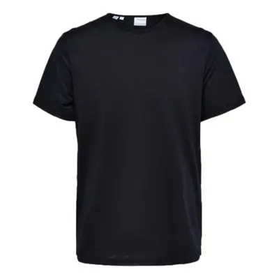 Selected T-Shirt Bet Linen - Black Pólók / Galléros Pólók Fekete