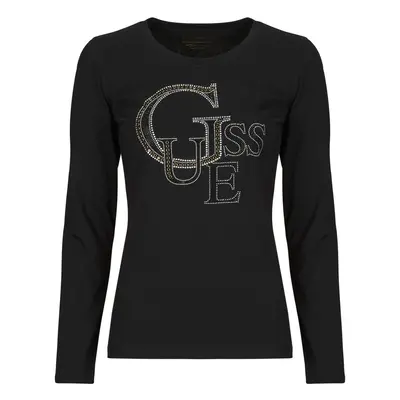 Guess LS RN GUESS STUDDED LOGO TEE Hosszú ujjú pólók Fekete