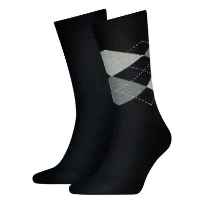 Tommy Hilfiger Two Pack Knitted Argyle Socks Black Zoknik Fekete