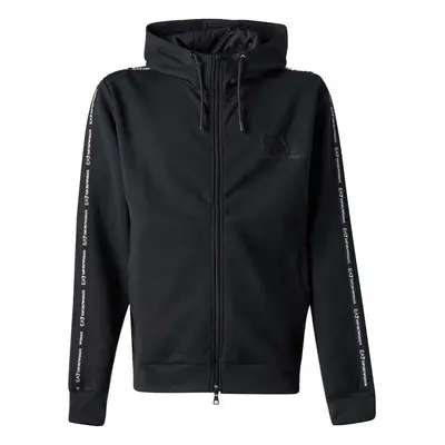 Ea7 Emporio Armani Logo Series Stretch Viscose Zip Hoodie Black Pulóverek Fekete