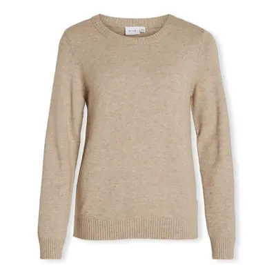 Vila Noos Ril O-Neck Knit - Natural Melange Pulóverek Bézs