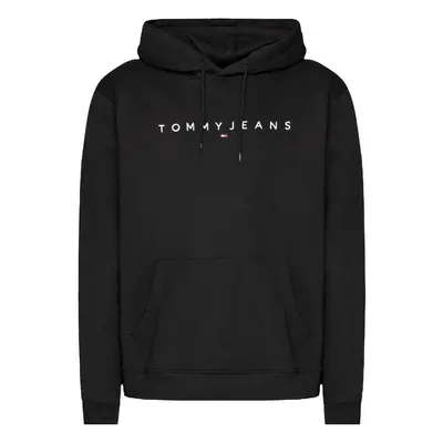 Tommy Jeans Logo Embroidery Hoodie Black Pulóverek Fekete