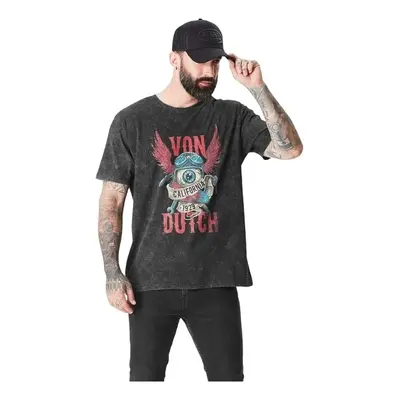 Von Dutch TEE SHIRT JERSEY AVEC LOGO ET ACID WASH Pólók / Galléros Pólók Fekete