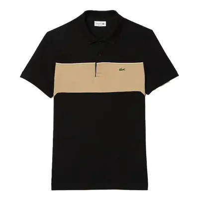 Lacoste Colour Block Polo Shirt Black/Beige Pólók / Galléros Pólók Fekete