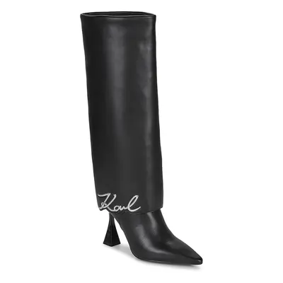 Karl Lagerfeld DEBUT II Fold Down Hi Leg Boot Városi csizmák Fekete