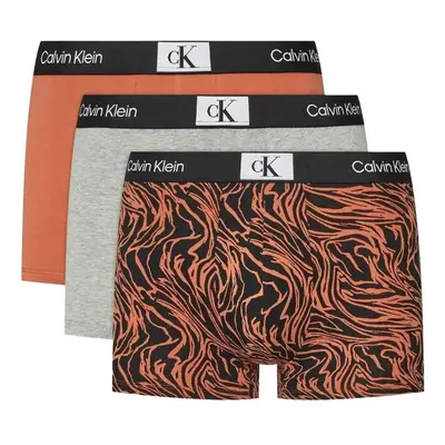 Calvin Klein Jeans 3 Pack Trunks Grey/Orange/Print Boxerek Sokszínű