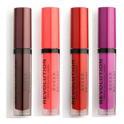 Makeup Revolution Lot of 4 Sheer Brilliant Lip Glosses - 148 Plum/ 130 De Szájfény Más