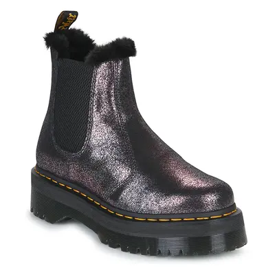 Dr. Martens 2976 Quad Fur Lined Distressed Metallic Csizmák Fekete