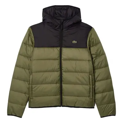 Lacoste Colour Block Quilted Puffer Jacket Khaki/Black Dzsekik Zöld