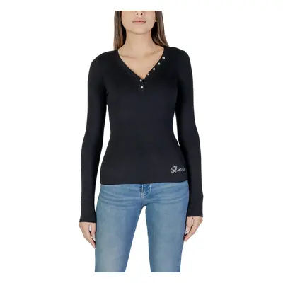 Guess LS KYLA RIB HENLEY W4BP51 KBCO2 Hosszú ujjú pólók Fekete